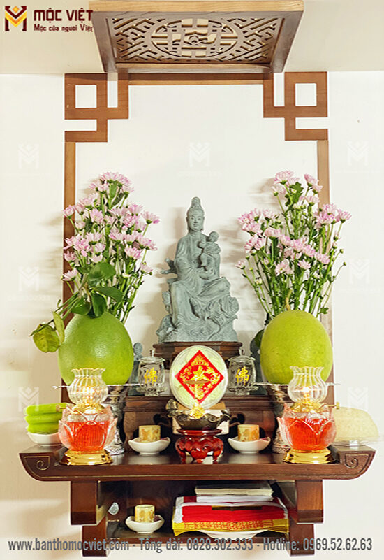 Mẫu bàn thờ treo tường thờ phật đẹp