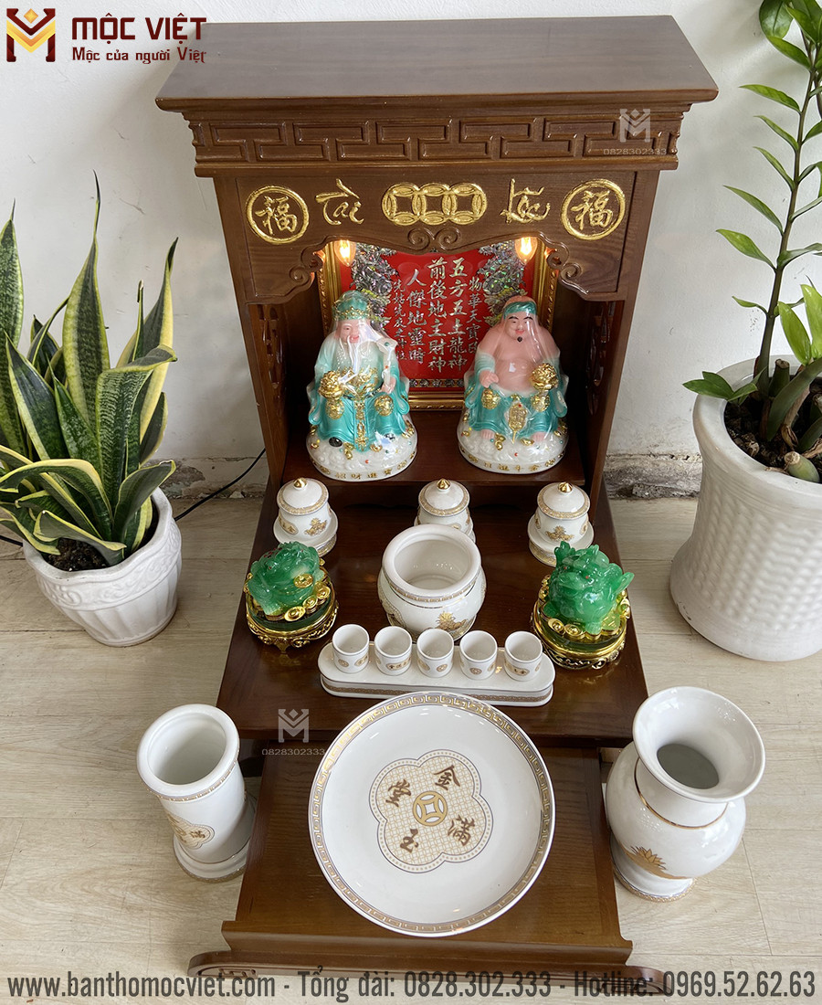 Bàn thờ thần tài màu nâu hiện đại Bàn thờ thần tài màu nâu hiện đại