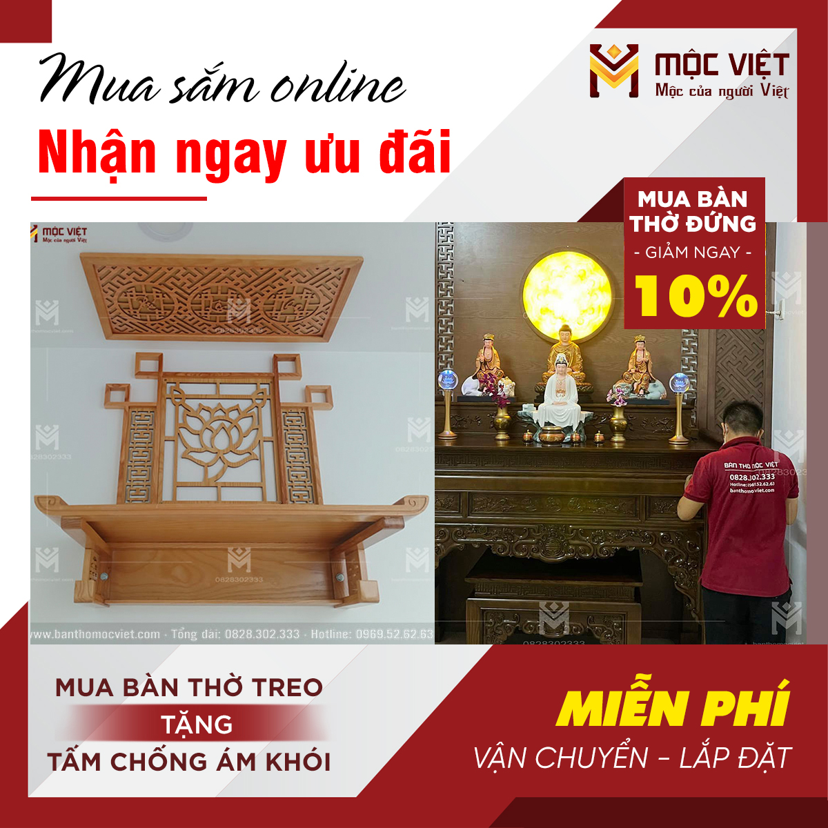 Khuyến mãi lớn khi mua hàng tại kho bàn thờ đẹp Mộc Việt
