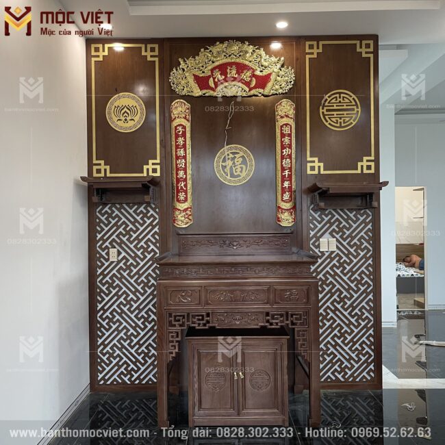 Mẫu phòng thờ đẹp với tông màu hiện đại được Mộc Việt thiết kế và thi công