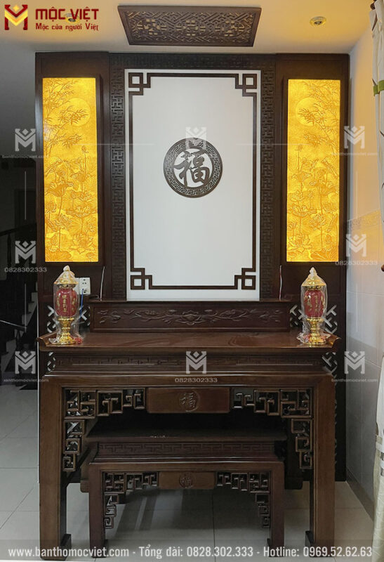 Bàn thờ gia tiên với thiết kế đẹp được nhiều gia đình lựa chọn