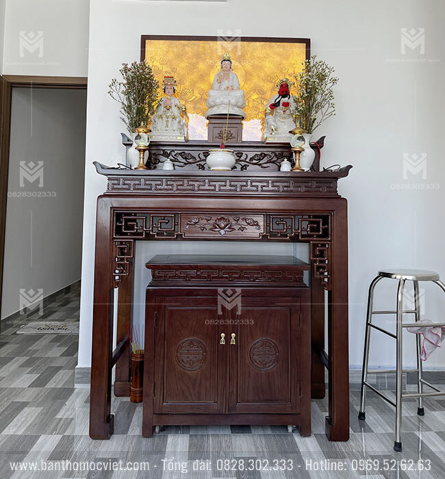 Mẫu bàn thờ phật mang phong cách hiện đại phù hợp cho không gian thờ cúng