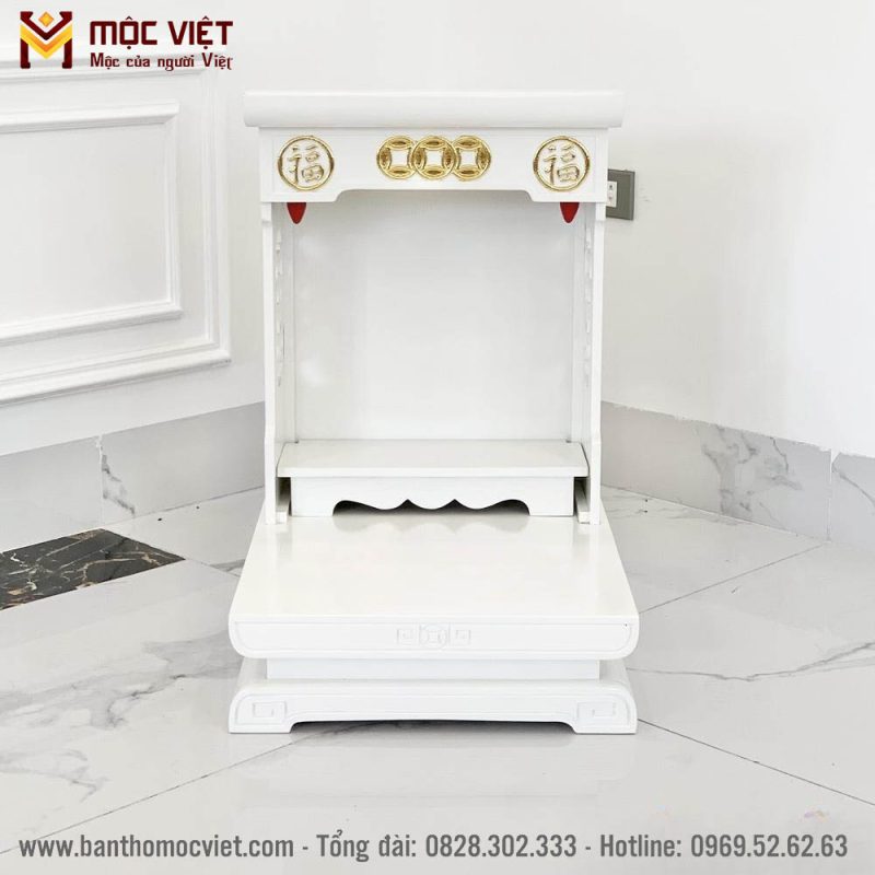 Bàn thờ thần tài màu trắng Mộc Việt