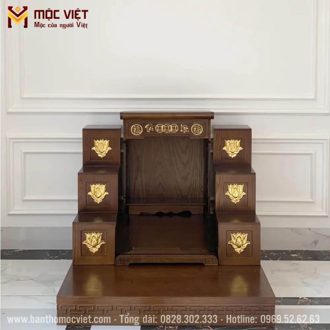 Bộ combo bàn thờ thần tài hiện đại màu nâu