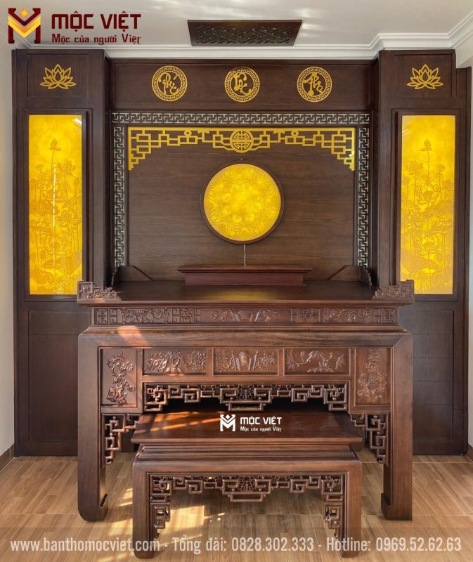 Kiểu giáng bàn thờ đẹp hoa văn sắc nét