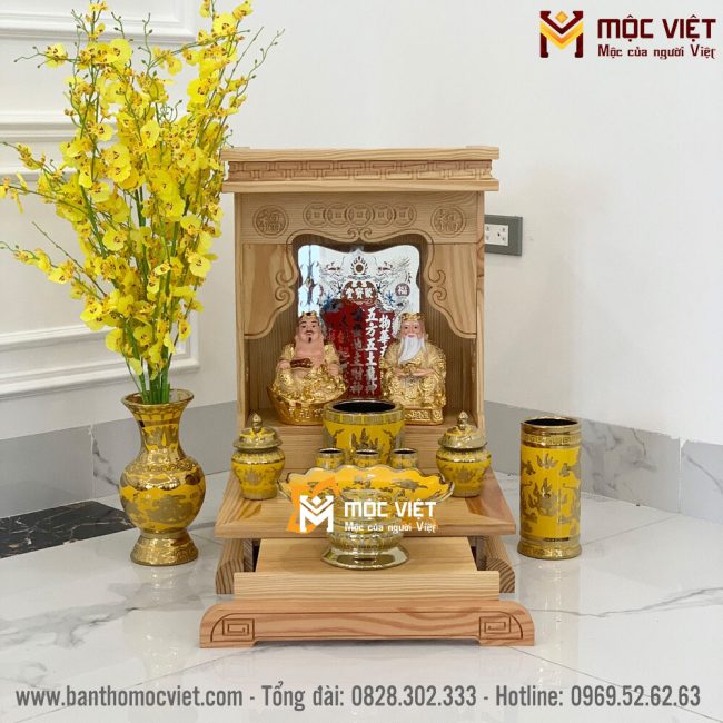 Mẫu bàn thờ thần tài gỗ sồi hiện đại mới nhất năm