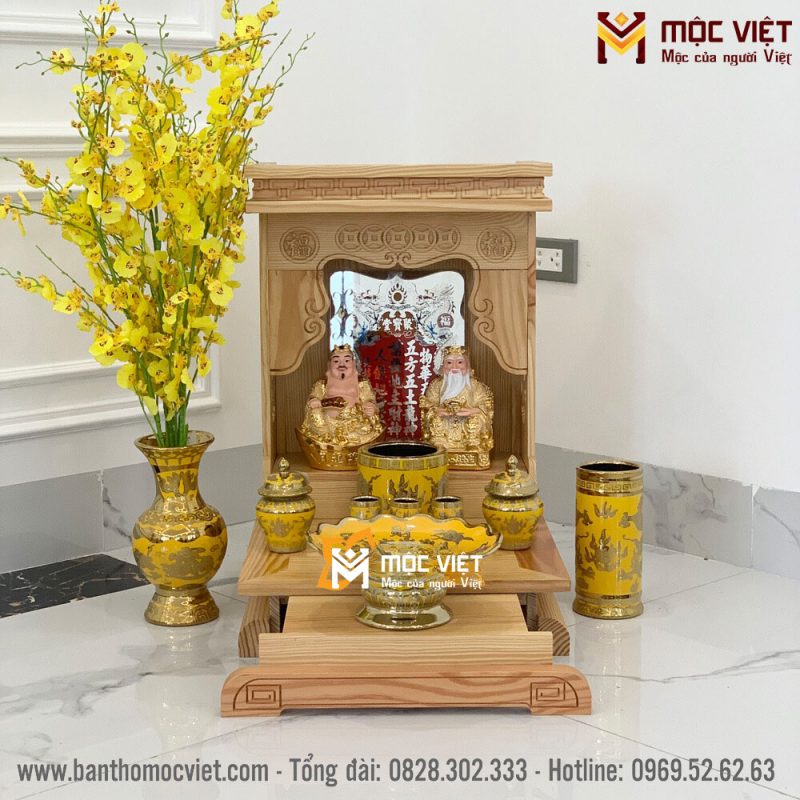 Mẫu bàn thờ thần tài gỗ sồi hiện đại mới nhất năm