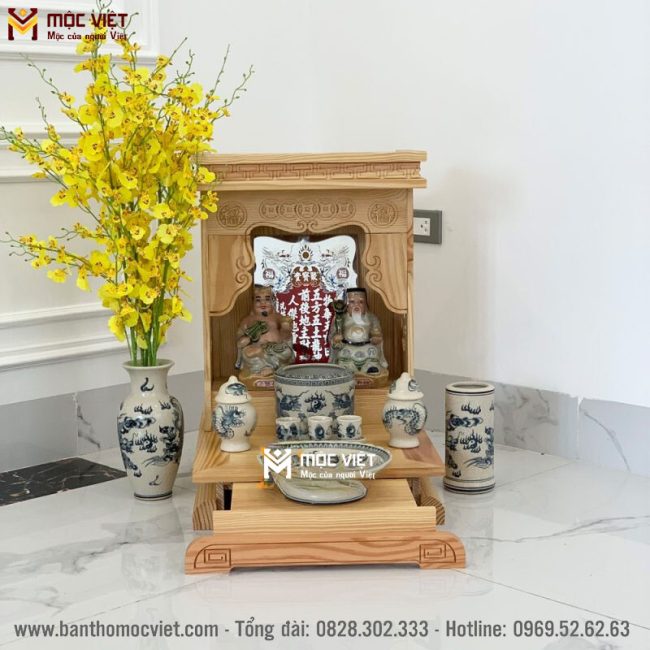 Mẫu bàn thờ thần tài màu sáng hiện đại