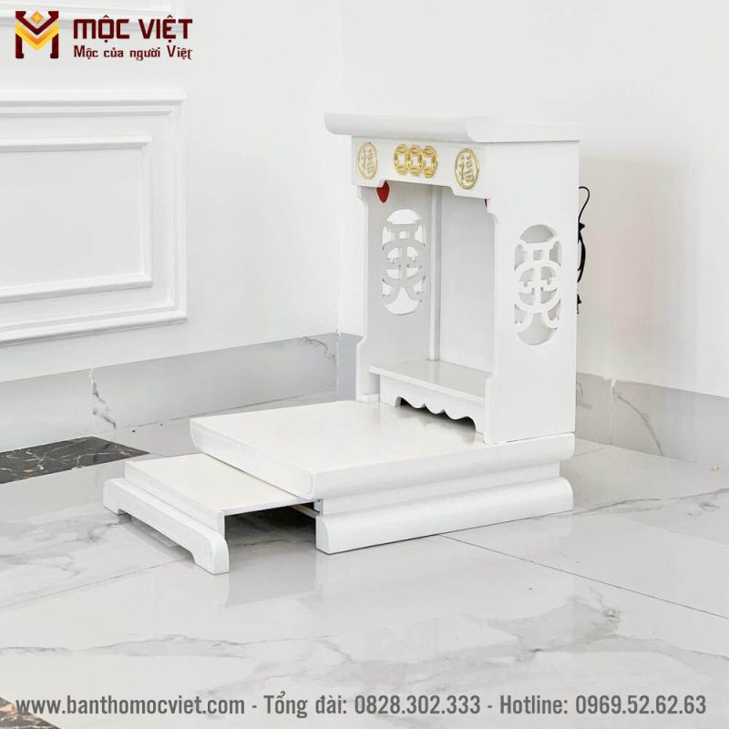 Mẫu bàn thờ thần tài màu trắng được nhiều gia đình ưa chuộng