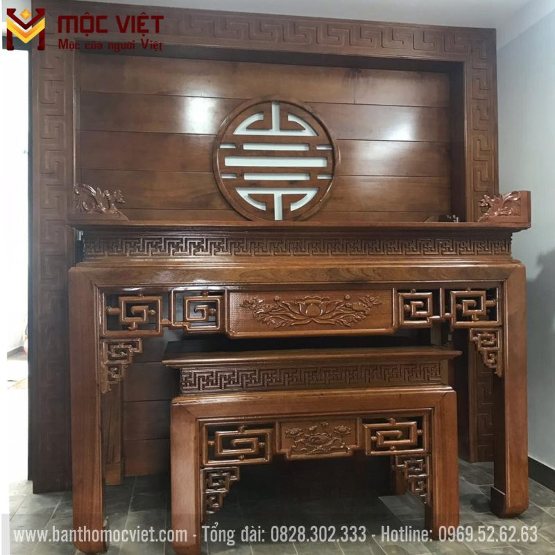 Mẫu bàn thờ đứng gỗ gụ đẹp hiện đại