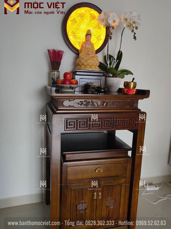 Bàn thờ phật đẹp đơn giản nhỏ gọn năm 2023