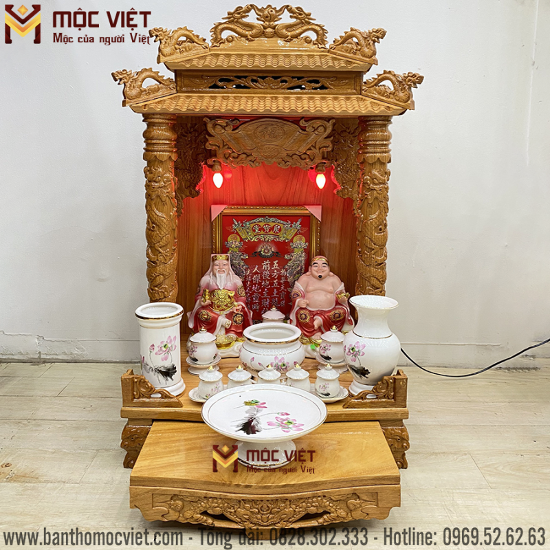 Bàn thờ gỗ gõ mái chùa được nhiều khách hàng sử dụng