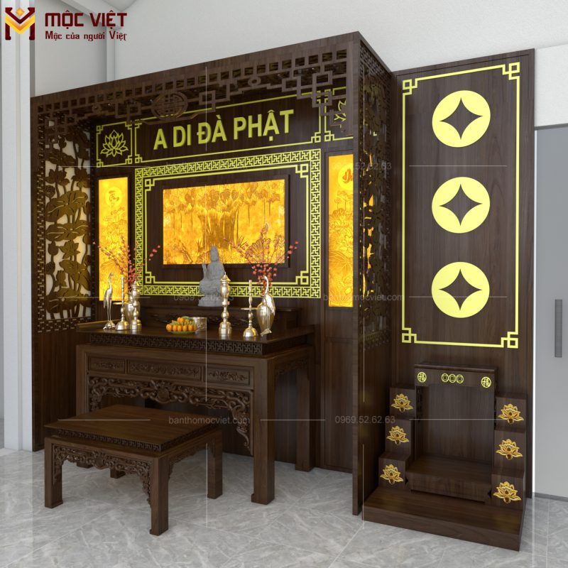 Bàn thờ phật đẹp với thiết kế chuẩn phong thủy