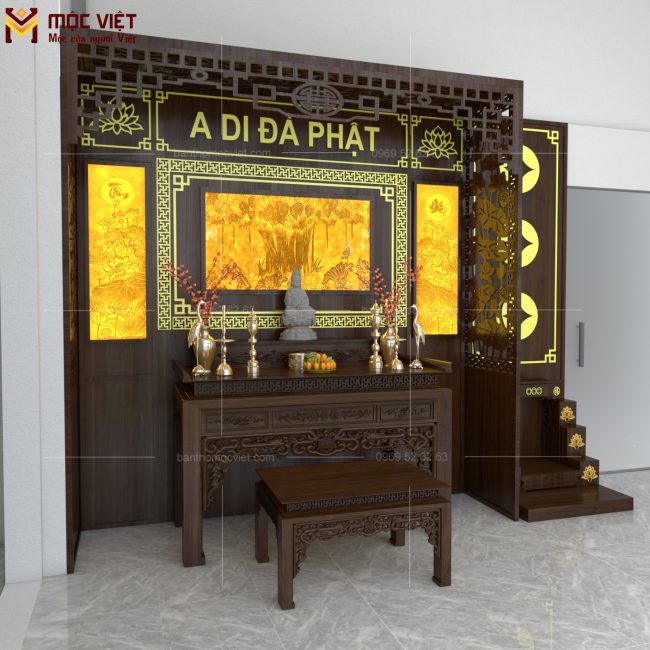 Không gian thờ phật đẹp được thiết kế chuẩn phong thủy