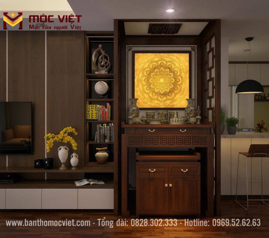 Kiểu giáng bàn thờ sang trọng ấm cúng