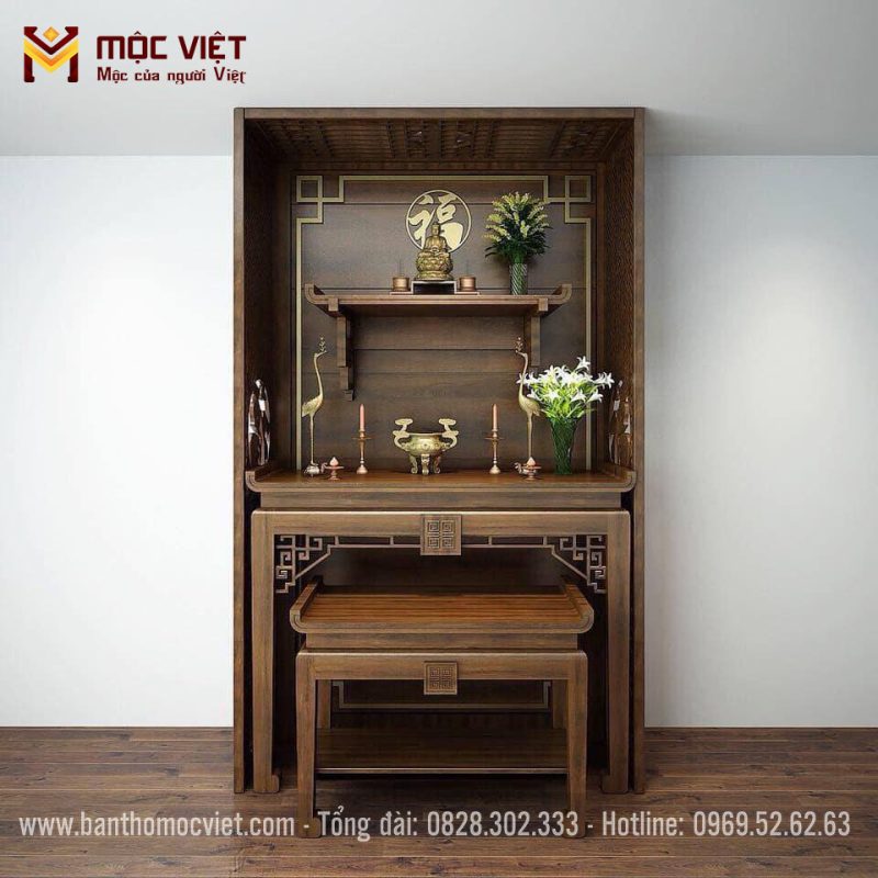 Mẫu bàn thờ chung cư thờ phật và gia tiên