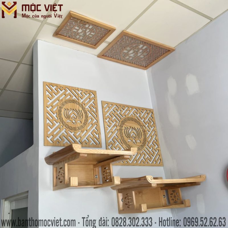 Với mẫu trang thờ 2 tầng đơn giản và trang nghiêm giúp gia chủ tối ưu không gian