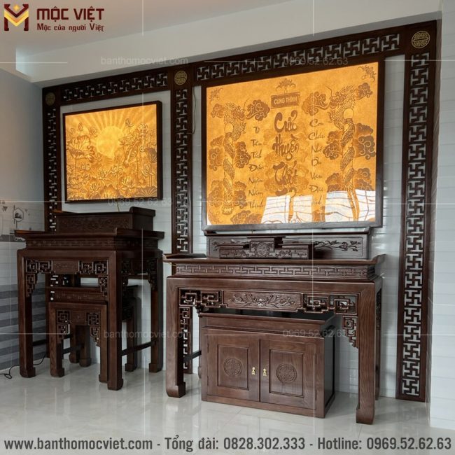 Mẫu bàn thờ gia tiên và bàn thờ phật đẹp