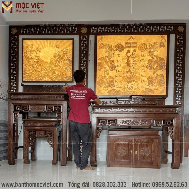 Bàn thờ Mộc Việt thiết kế sản xuất và thi công phòng thờ hiện đại
