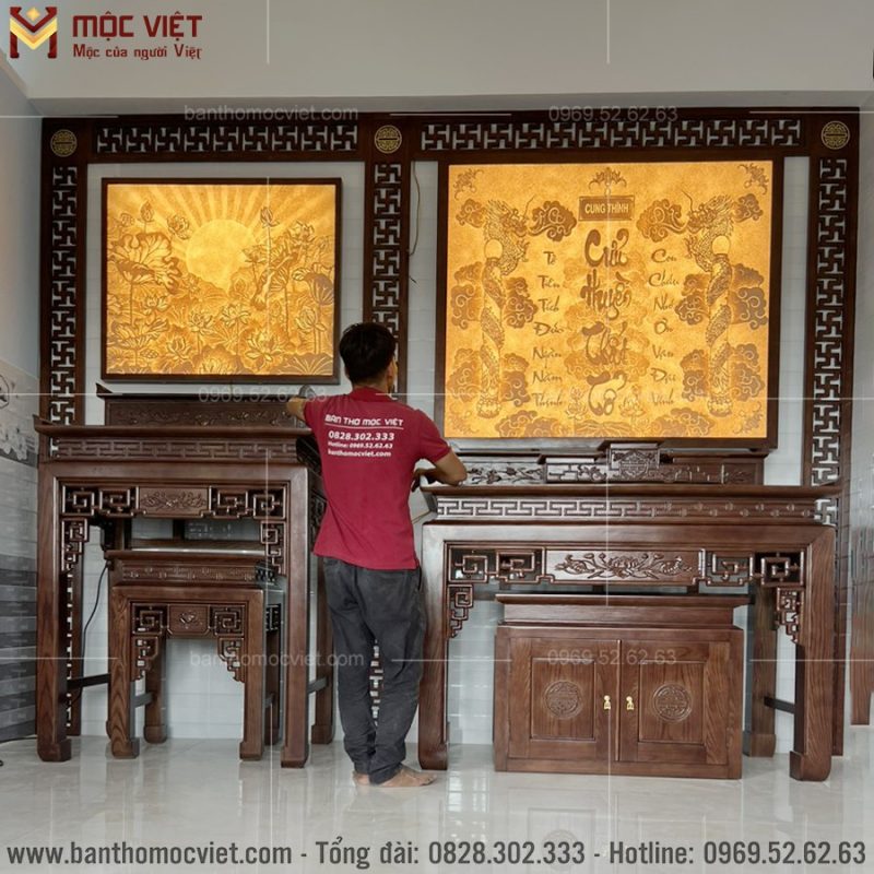Bàn thờ Mộc Việt thiết kế sản xuất và thi công phòng thờ hiện đại