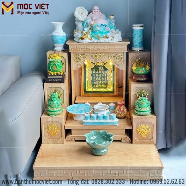 Mẫu combo bàn thờ thần tài màu sáng hiện đại