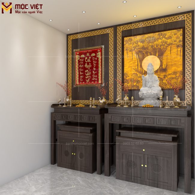 Bố trí bàn thờ phật và bàn thờ cửu huyền phù hợp không gian căn nhà