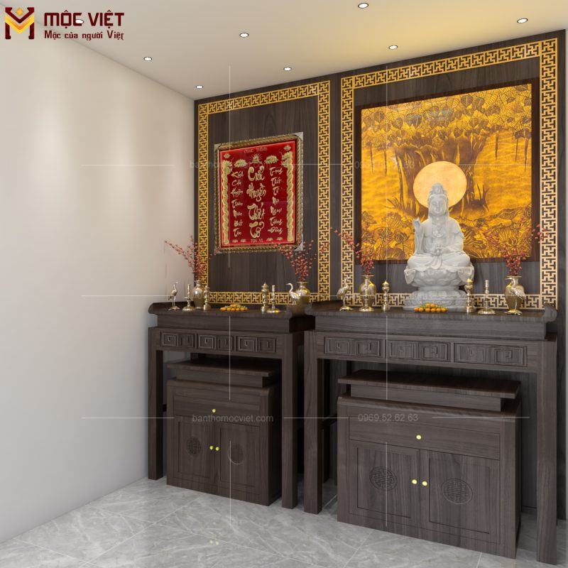 Bố trí bàn thờ phật và bàn thờ cửu huyền phù hợp không gian căn nhà
