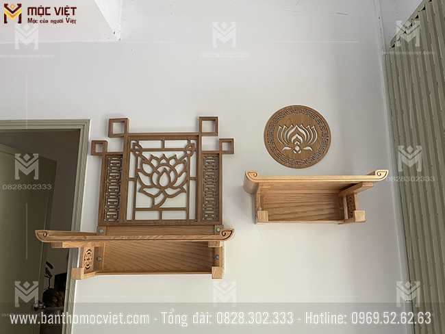 Bàn thờ treo tường 2 tầng là mẫu bàn thờ được nhiều người tin dùng