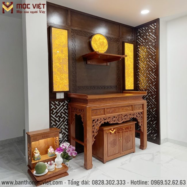 Bàn thờ được hoàn thiện tỉ mỉ sắc nét