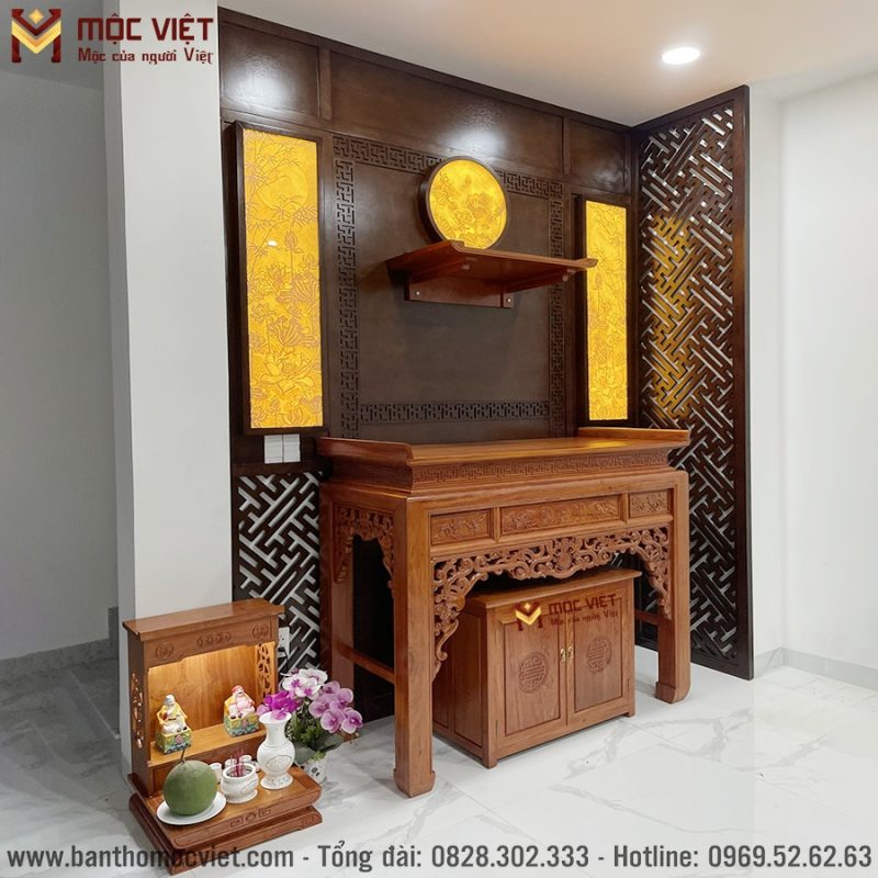 Bàn thờ được hoàn thiện tỉ mỉ sắc nét