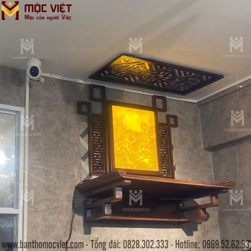 Bàn thờ treo tường và tranh trúc chỉ cho bàn thờ treo hiện đại