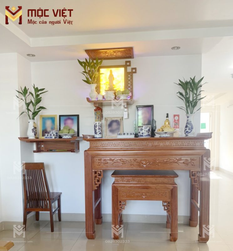 Mẫu bàn thờ gia tiên và bàn thờ phật treo tường