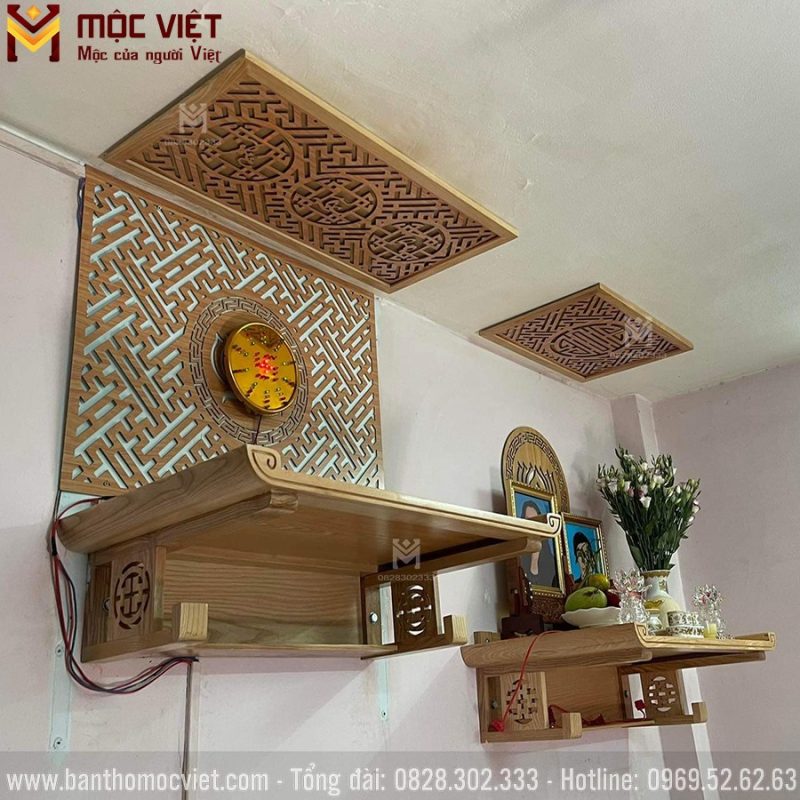 Mẫu bàn thờ treo tường thờ phật và gia tiên