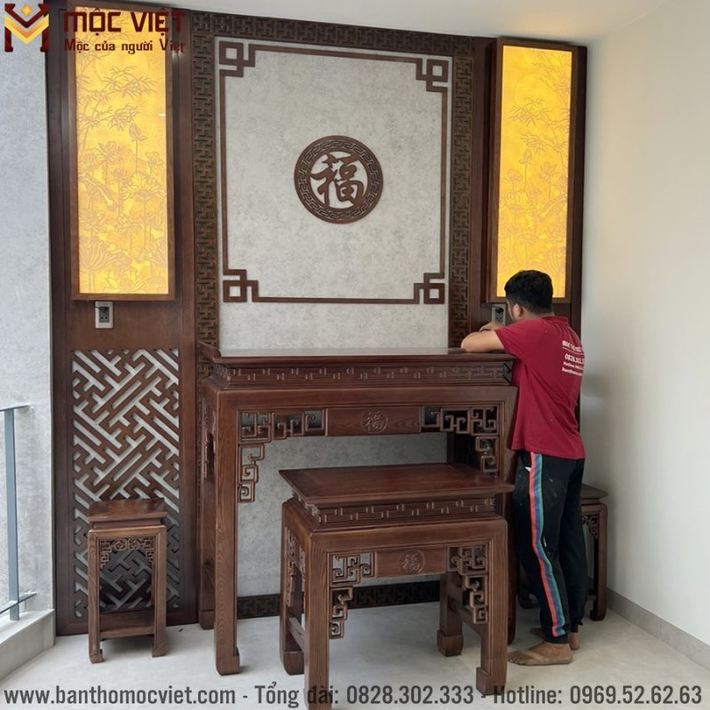 Phòng thờ đẹp gỗ sồi đẹp