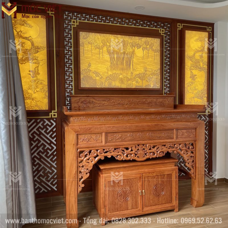 Phòng thờ gia tiên gỗ hương cao cấp