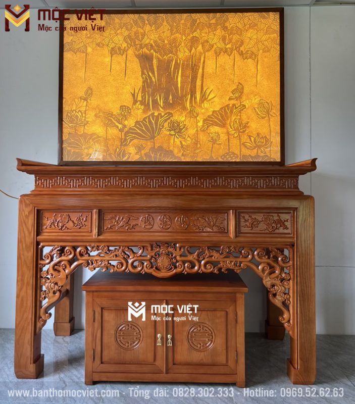 Tranh trúc chỉ bồ đề thờ phật đẹp