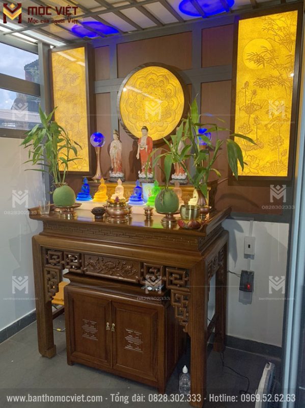 Không gian thờ phật ấm cúng trang nghiêm