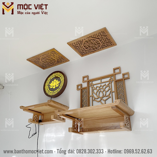 Thiết kế trang thờ treo tường 2 tầng trang nghiêm ấm cúng
