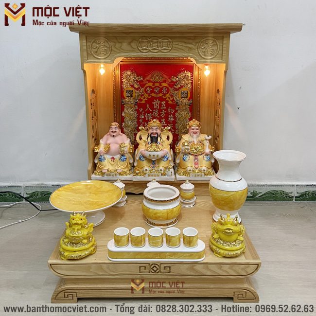 Mẫu bàn thờ thần tài cho gia chủ mệnh thổ