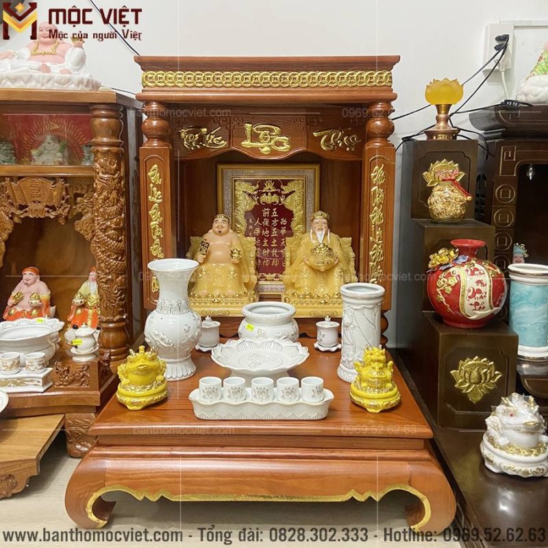Mẫu bàn thờ ông địa phúc lộc thọ dát vàng