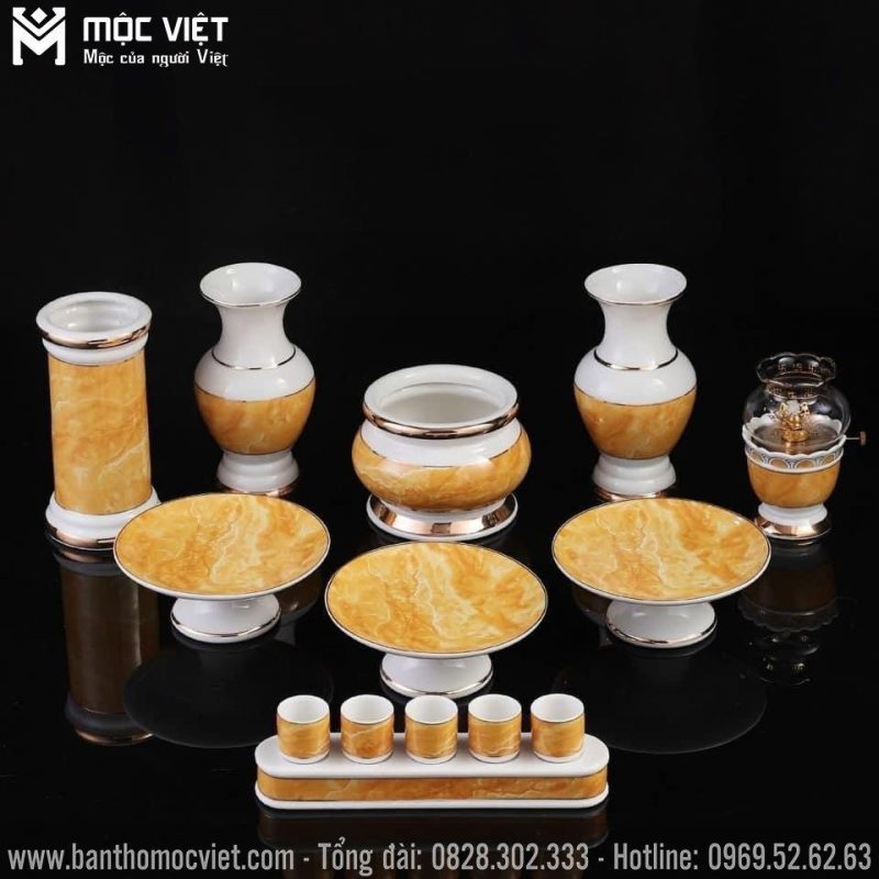 bộ bát hương vân đá vàng đẹp