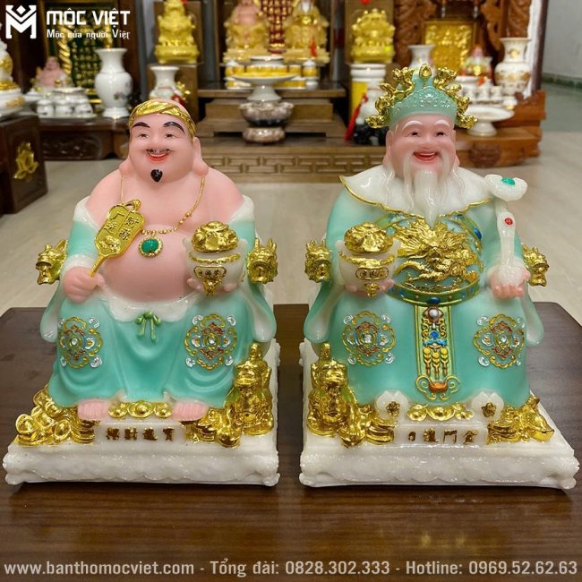 Tượng ông địa thần tài màu xanh đẹp