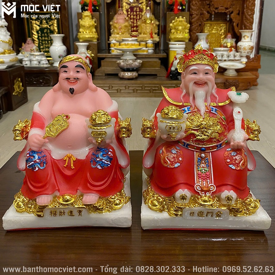 Tượng Ông Địa Thần Tài Màu Đỏ Đẹp Tượng Ông Địa Thần Tài Màu Đỏ Đẹp