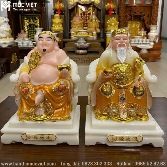 Tượng Ông Địa Thần Tài Màu Vàng Gấm Đẹp