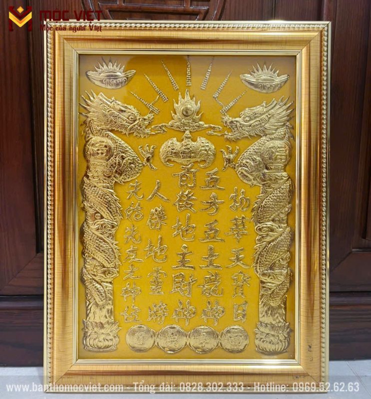Bài vị màu vàng khung nhôm cao cấp
