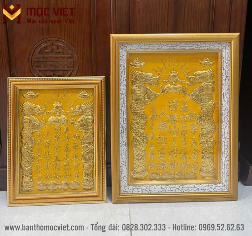 Bài vị màu vàng với nhiều kích thước khác nhau