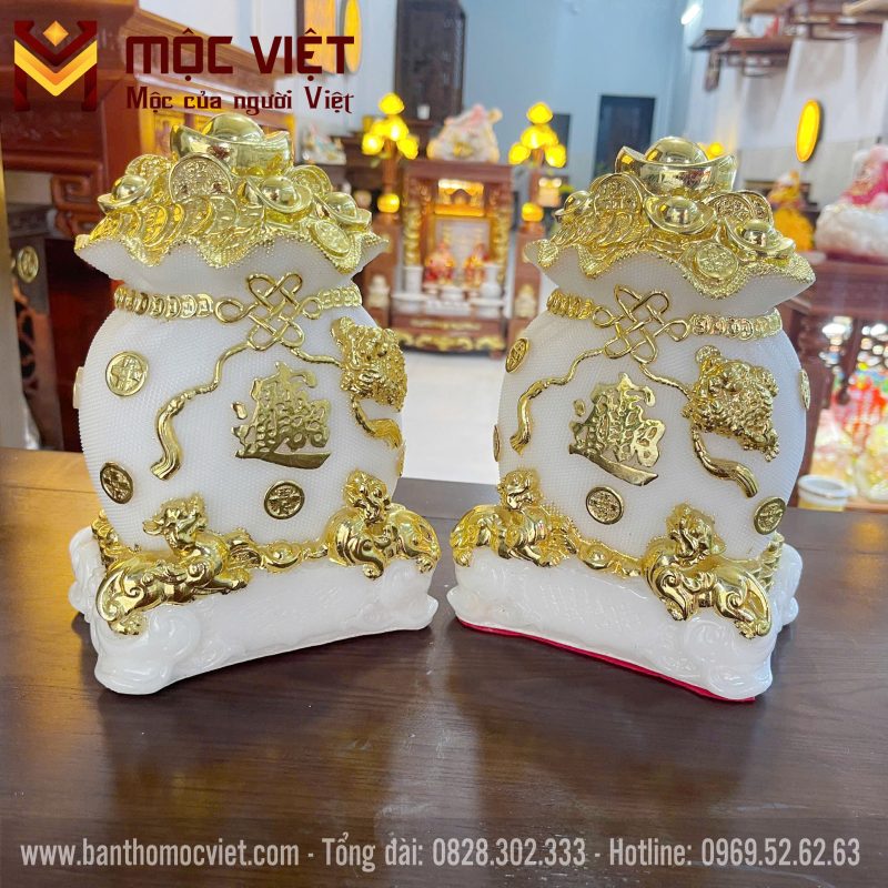 Mẫu túi tiền tài lộc màu trắng