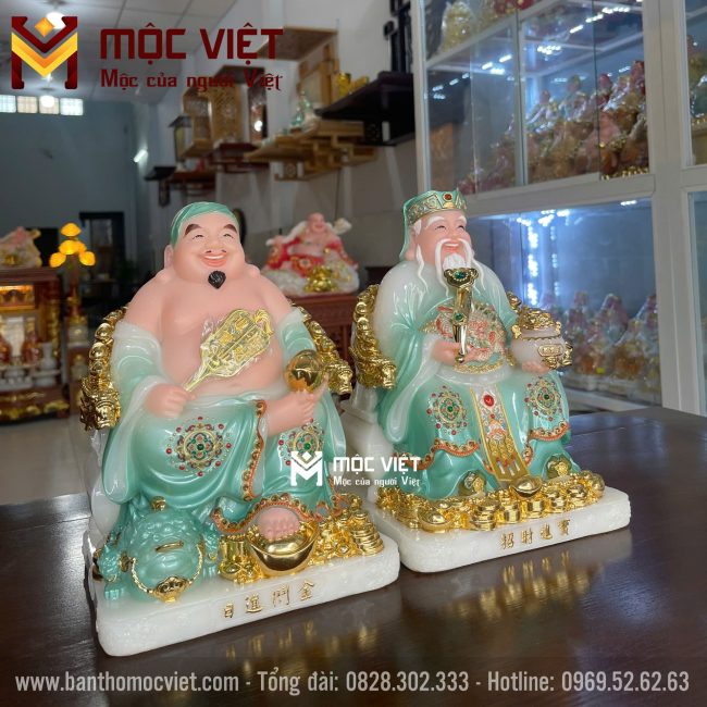 Mẫu tượng Ông địa thần tài màu xanh hàng nhập khâu