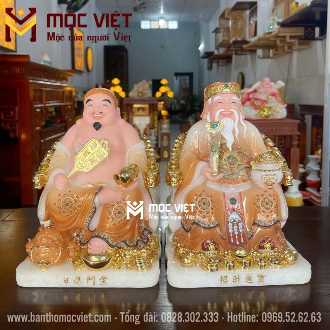Mẫu tượng ông địa thần tài màu vàng gấm hàng cao cấp