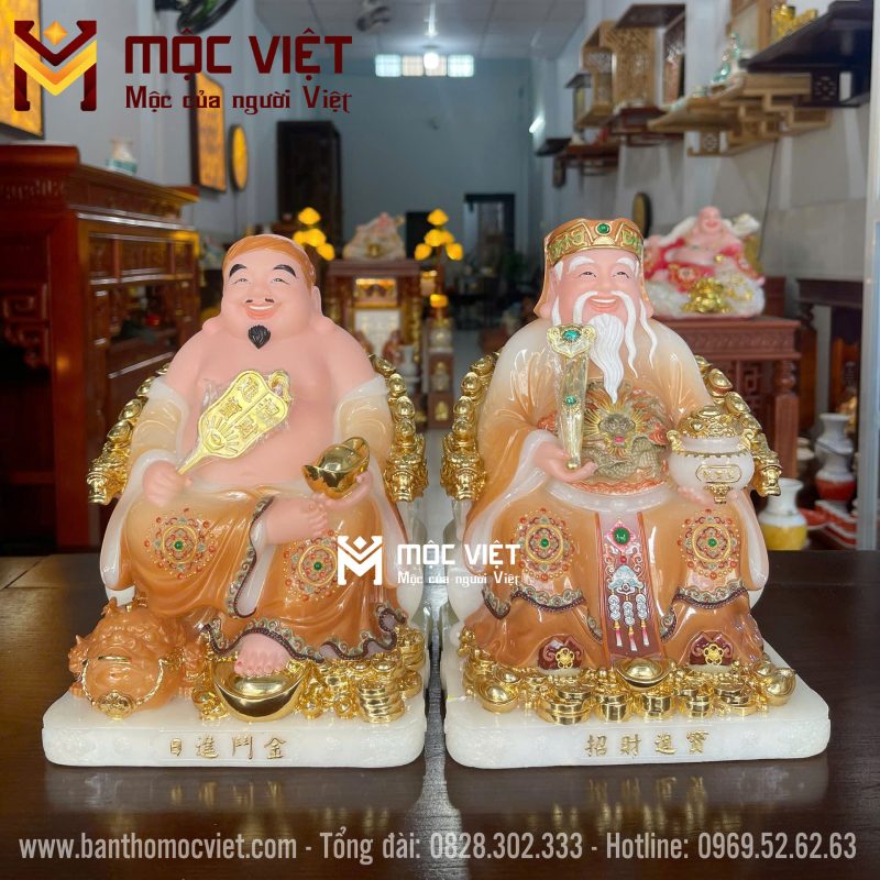 Mẫu tượng ông địa thần tài màu vàng gấm hàng cao cấp